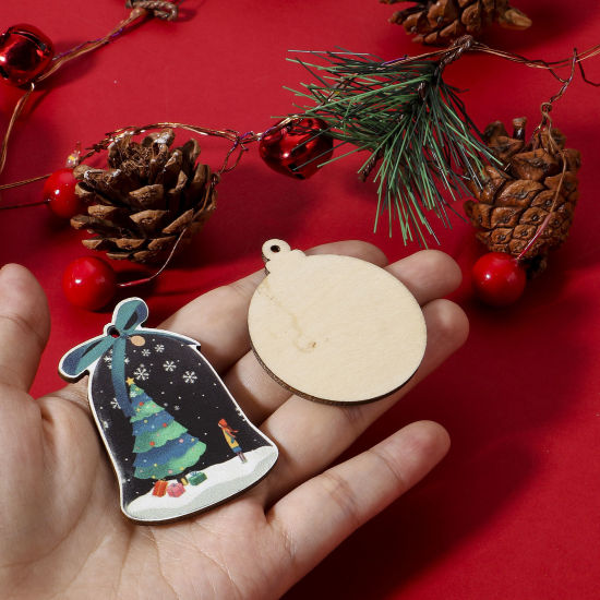Image de Pendentifs Noël en Bois Naturel Multicolore 10 Pcs