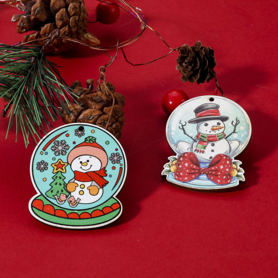 Image de Pendentifs Noël en Bois Naturel Multicolore 10 Pcs