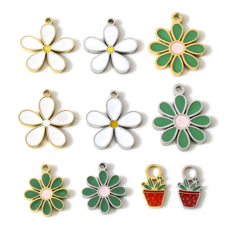 304 Edelstahl Flora Kollektion Charms 1 Stück