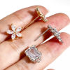 Immagine di Ottone Orecchini a Perno Multicolore Fiore Con Loop Trasparente Cubic Zirconiae 2 Pz