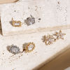 Immagine di Ottone Orecchini a Perno Multicolore Fiore Con Loop Trasparente Cubic Zirconiae 2 Pz