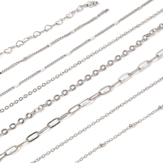 Image de ChaînesAccessoires pour la Fabrication de Bijoux Faits à la Main en 304 Acier Inoxydable Argent Mat 1 Rouleau (Env. 3 M/Rouleau)