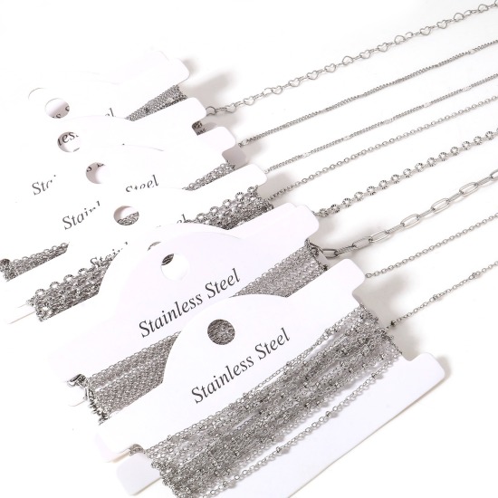 Image de ChaînesAccessoires pour la Fabrication de Bijoux Faits à la Main en 304 Acier Inoxydable Argent Mat 1 Rouleau (Env. 3 M/Rouleau)
