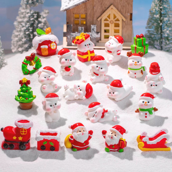 Image de Mini Ornements de Décoration Paysage en Résine Mignon Multicolore Bonhomme de Neige de Noël 1 Pièce