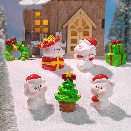 Image de Mini Ornements de Décoration Paysage en Résine Mignon Multicolore Bonhomme de Neige de Noël 1 Pièce