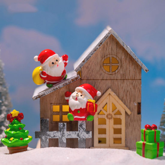 Image de Mini Ornements de Décoration Paysage en Résine Mignon Multicolore Bonhomme de Neige de Noël 1 Pièce