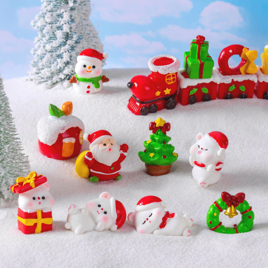 Image de Mini Ornements de Décoration Paysage en Résine Mignon Multicolore Bonhomme de Neige de Noël 1 Pièce