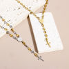 Picture of 304 Stainless Steel Religious Pig Nose Chain Prayer Beads Rosary Necklace Cross Virgin Mary 50cm(19 5/8") long