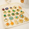 Picture of 304 Stainless Steel & Stone Boho Chic Bohemia Charms 18K Real Gold Plated Multicolor Fan-shaped Oval Imitation Gemstones