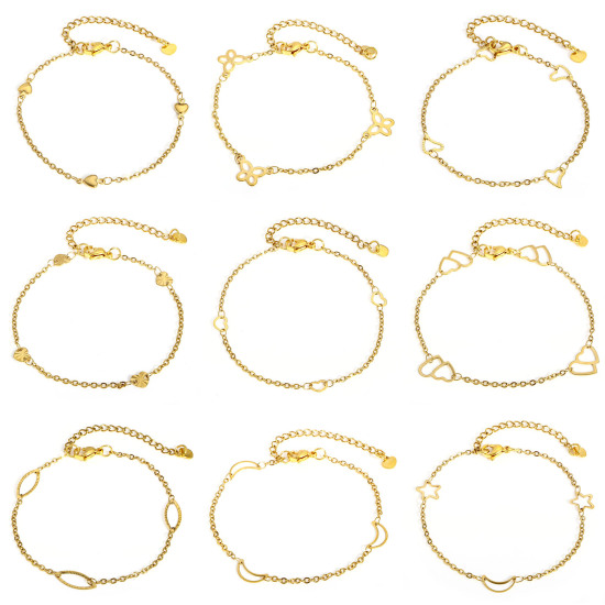 Image de Bracelets Chaîne Maille Forçat en 304 Acier Inoxydable Doré Franges 1 Pièce