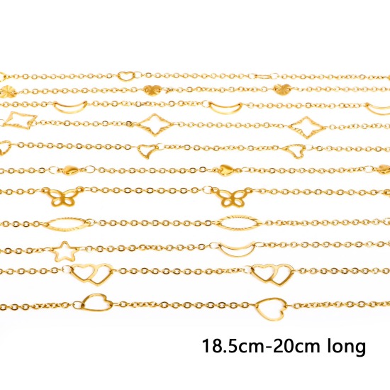 Image de Bracelets Chaîne Maille Forçat en 304 Acier Inoxydable Doré Franges 1 Pièce