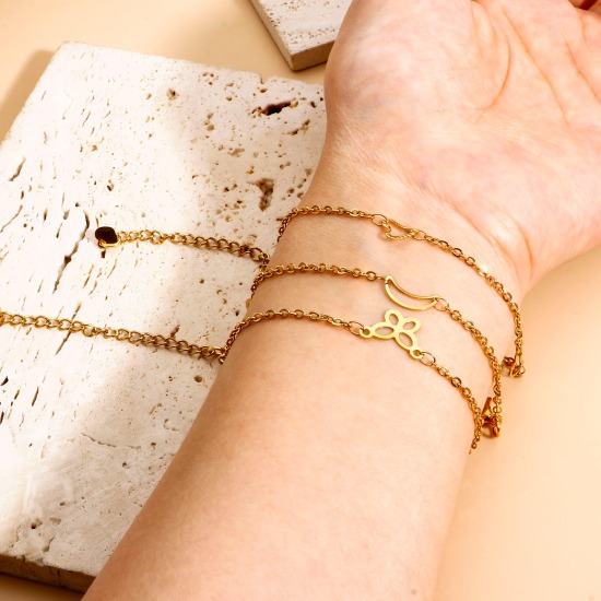 Image de Bracelets Chaîne Maille Forçat en 304 Acier Inoxydable Doré Franges 1 Pièce