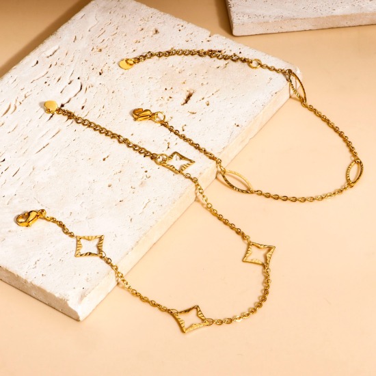 Image de Bracelets Chaîne Maille Forçat en 304 Acier Inoxydable Doré Franges 1 Pièce