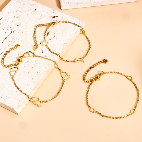 Image de Bracelets Chaîne Maille Forçat en 304 Acier Inoxydable Doré Franges 1 Pièce