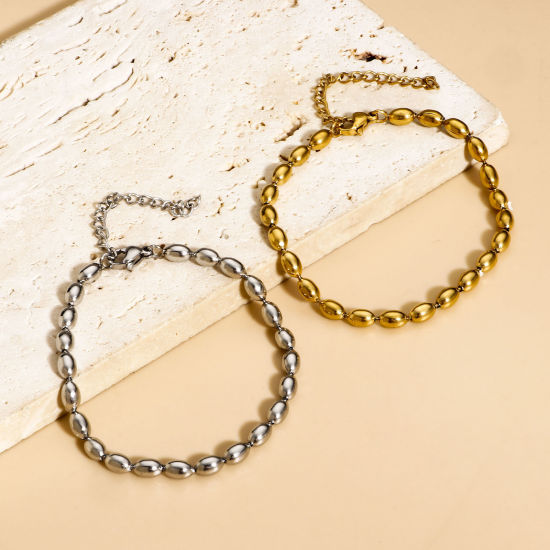 Image de Bracelets En Gros en 304 Acier Inoxydable, Chaîne Maille Bille aux Femmes À la Mode Cadeau Fournitures de Bijoux 17cm long, 1 Pièce