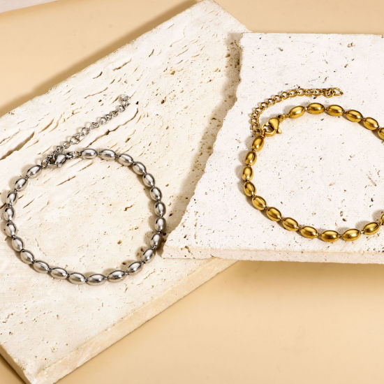 Image de Bracelets En Gros en 304 Acier Inoxydable, Chaîne Maille Bille aux Femmes À la Mode Cadeau Fournitures de Bijoux 17cm long, 1 Pièce