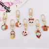 Picture of Cute Keychain & Keyring Gold Plated Multicolor Halloween Pumpkin Ghost Face Enamel