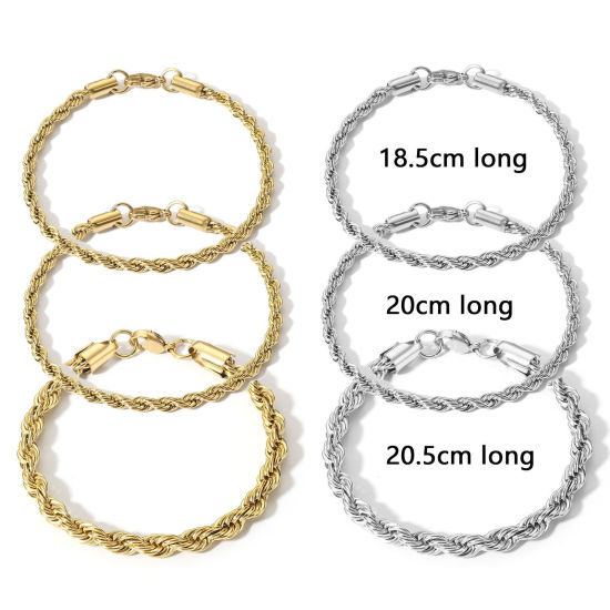Image de Bracelets En Gros en 304 Acier Inoxydable, Chaîne Maille Torsade Placage sous Vide, aux Femmes Minimaliste Cadeau Fournitures de Bijoux 1 Pièce