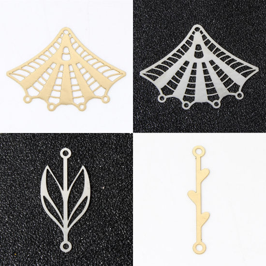 Image de 20 Pcs Connecteurs Pendentifs Breloques Estampe en Filigrane en Alliage de Fer Multicolore
