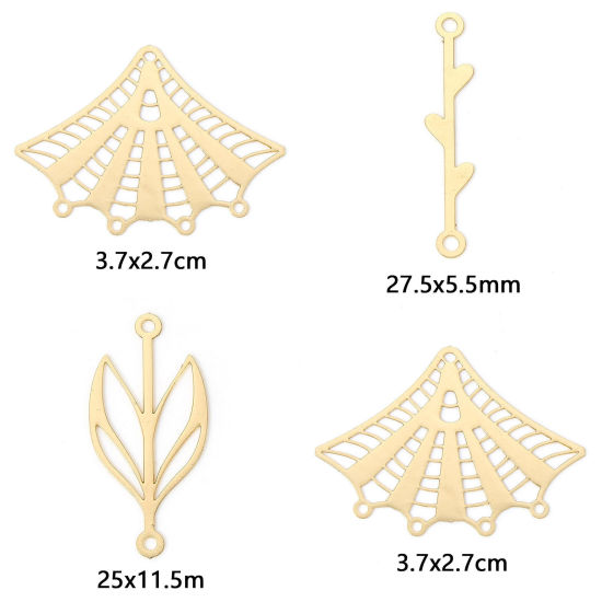 Image de 20 Pcs Connecteurs Pendentifs Breloques Estampe en Filigrane en Alliage de Fer Multicolore