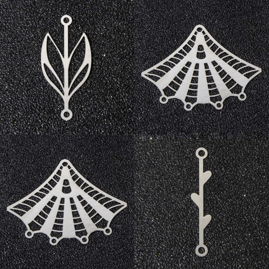 Image de 20 Pcs Connecteurs Pendentifs Breloques Estampe en Filigrane en Alliage de Fer Multicolore