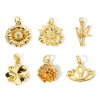 Immagine di 1 Pz Ottone Charms Fiore 18K Vero Oro Placcato