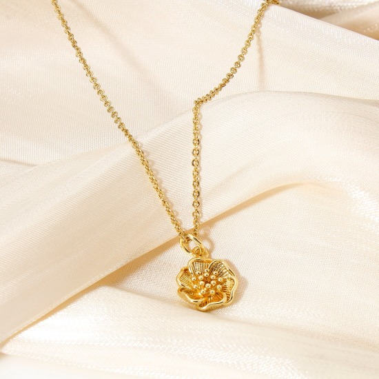 Image de 1 Pièce Breloques en Laiton Fleur Plaqué Or Véritable 18K