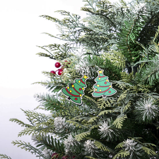 Image de 10 Pcs Pendentifs Noël en Bois Naturel Multicolore