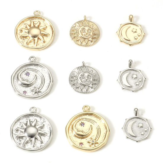 Imagen de 2 Unidades Latón Galaxia Colgantes Charms Oro Real Chapado