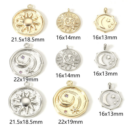 Imagen de 2 Unidades Latón Galaxia Colgantes Charms Oro Real Chapado