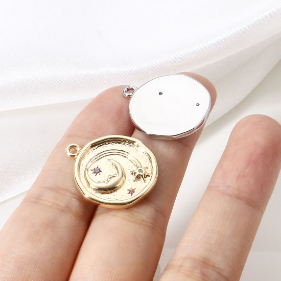 Imagen de 2 Unidades Latón Galaxia Colgantes Charms Oro Real Chapado