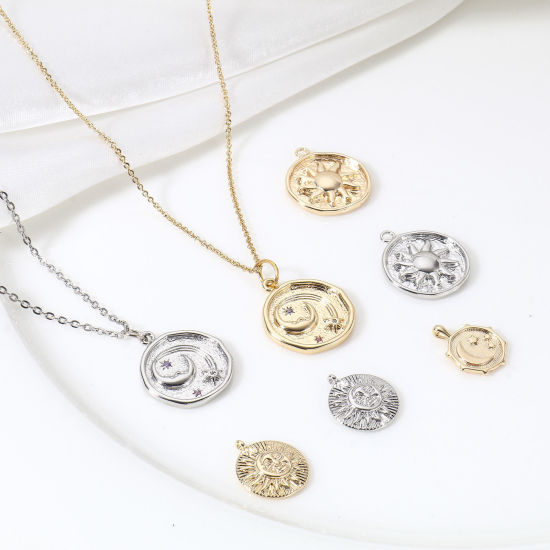 Imagen de 2 Unidades Latón Galaxia Colgantes Charms Oro Real Chapado