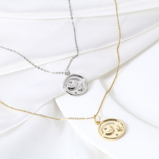 Imagen de 2 Unidades Latón Galaxia Colgantes Charms Oro Real Chapado