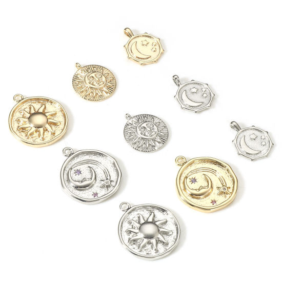 Imagen de 2 Unidades Latón Galaxia Colgantes Charms Oro Real Chapado