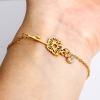 Picture of 304 Stainless Steel Birth Month Flower Link Cable Chain Bracelets 18K Gold Plated Multicolor Rhinestone 16cm(6 2/8") long