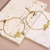 Picture of 304 Stainless Steel Birth Month Flower Link Cable Chain Bracelets 18K Gold Plated Multicolor Rhinestone 16cm(6 2/8") long