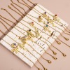 Picture of 304 Stainless Steel Birth Month Flower Link Cable Chain Bracelets 18K Gold Plated Multicolor Rhinestone 16cm(6 2/8") long