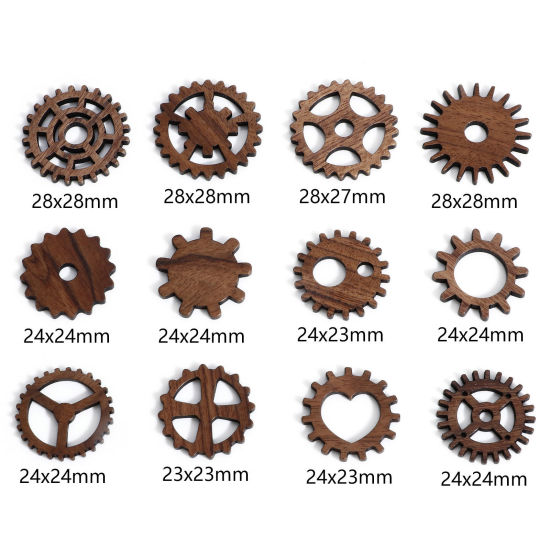 5 個 ウッド スティームパンク 装飾スクラップブッキング ギア ブラウン 24mm x 24mm の画像