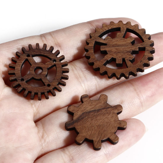 5 個 ウッド スティームパンク 装飾スクラップブッキング ギア ブラウン 24mm x 24mm の画像