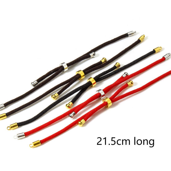Image de 5 Pièces Bracelets Semi-finis Réglables Coulissants/Glissés Bolo pour la Fabrication de Bijoux Faits Main Bricolage Accessoires en Polyamide Nylon Multicolore 21.5cm long