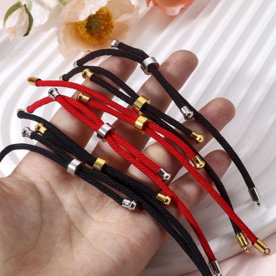 Image de 5 Pièces Bracelets Semi-finis Réglables Coulissants/Glissés Bolo pour la Fabrication de Bijoux Faits Main Bricolage Accessoires en Polyamide Nylon Multicolore 21.5cm long