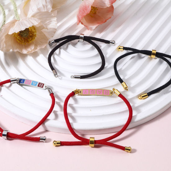 Image de 5 Pièces Bracelets Semi-finis Réglables Coulissants/Glissés Bolo pour la Fabrication de Bijoux Faits Main Bricolage Accessoires en Polyamide Nylon Multicolore 21.5cm long