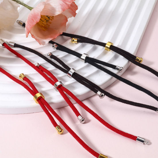 Image de 5 Pièces Bracelets Semi-finis Réglables Coulissants/Glissés Bolo pour la Fabrication de Bijoux Faits Main Bricolage Accessoires en Polyamide Nylon Multicolore 21.5cm long