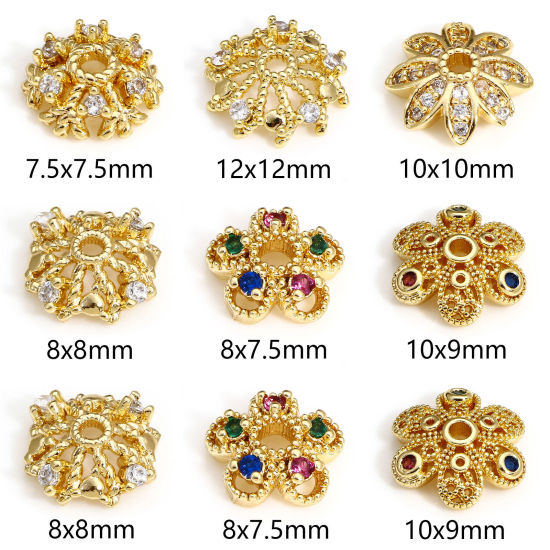 Image de 2 Pcs Coupelles en Laiton Plaqué Or Véritable 18K