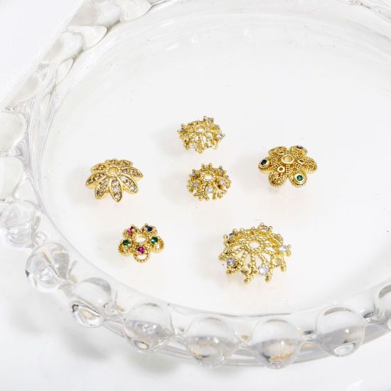 Image de 2 Pcs Coupelles en Laiton Plaqué Or Véritable 18K