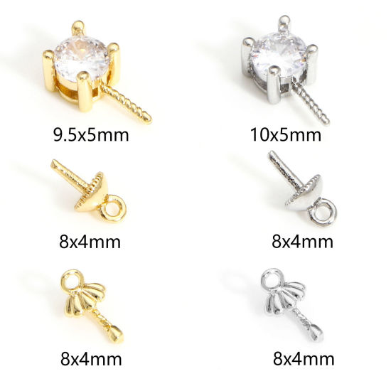 Image de 3 Pcs Bélière pour Perle en Laiton Plaqué Or Véritable