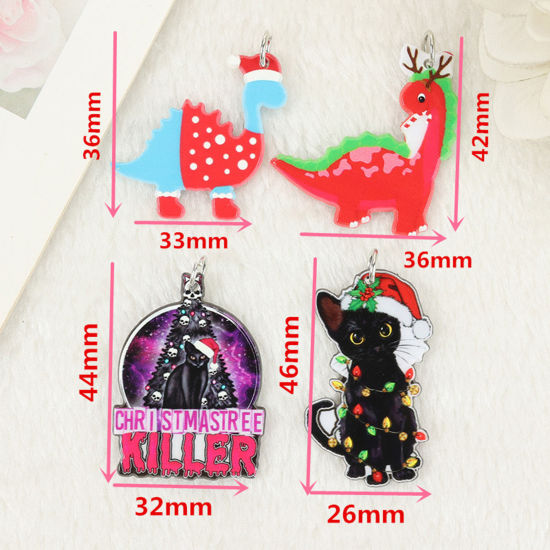 Image de 5 Pcs Pendentifs en Acrylique Noël Multicolore Double Face