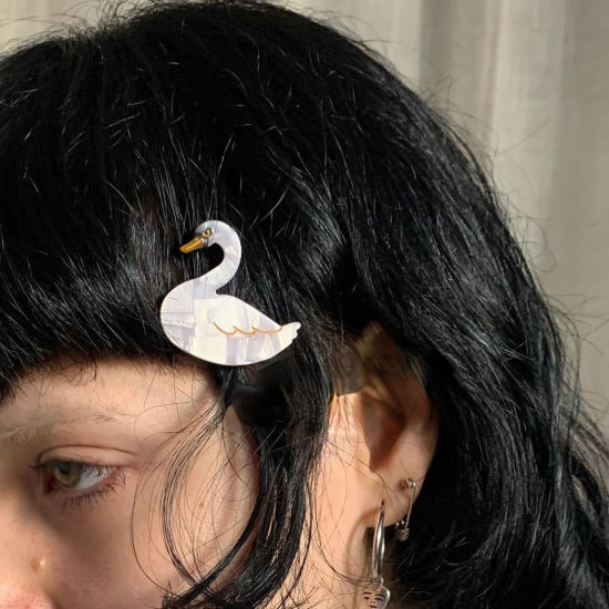 1 個 アセチ酢酸樹脂アセテートアクリルアセタール大理石 可愛い かわいい キュート ワニクリップ ヘアクリップ 多色 鳥 の画像