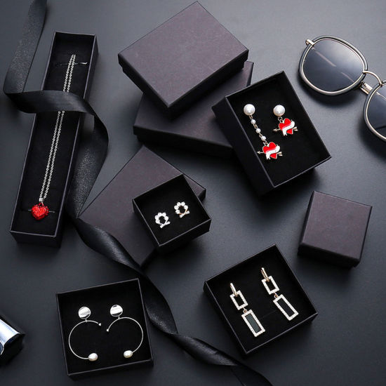 Image de 2 Pcs Boîte à bijoux en Papier Noir