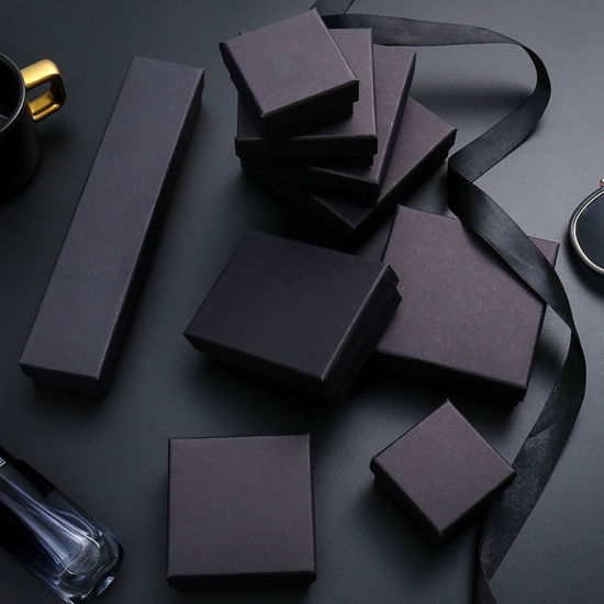 Image de 2 Pcs Boîte à bijoux en Papier Noir